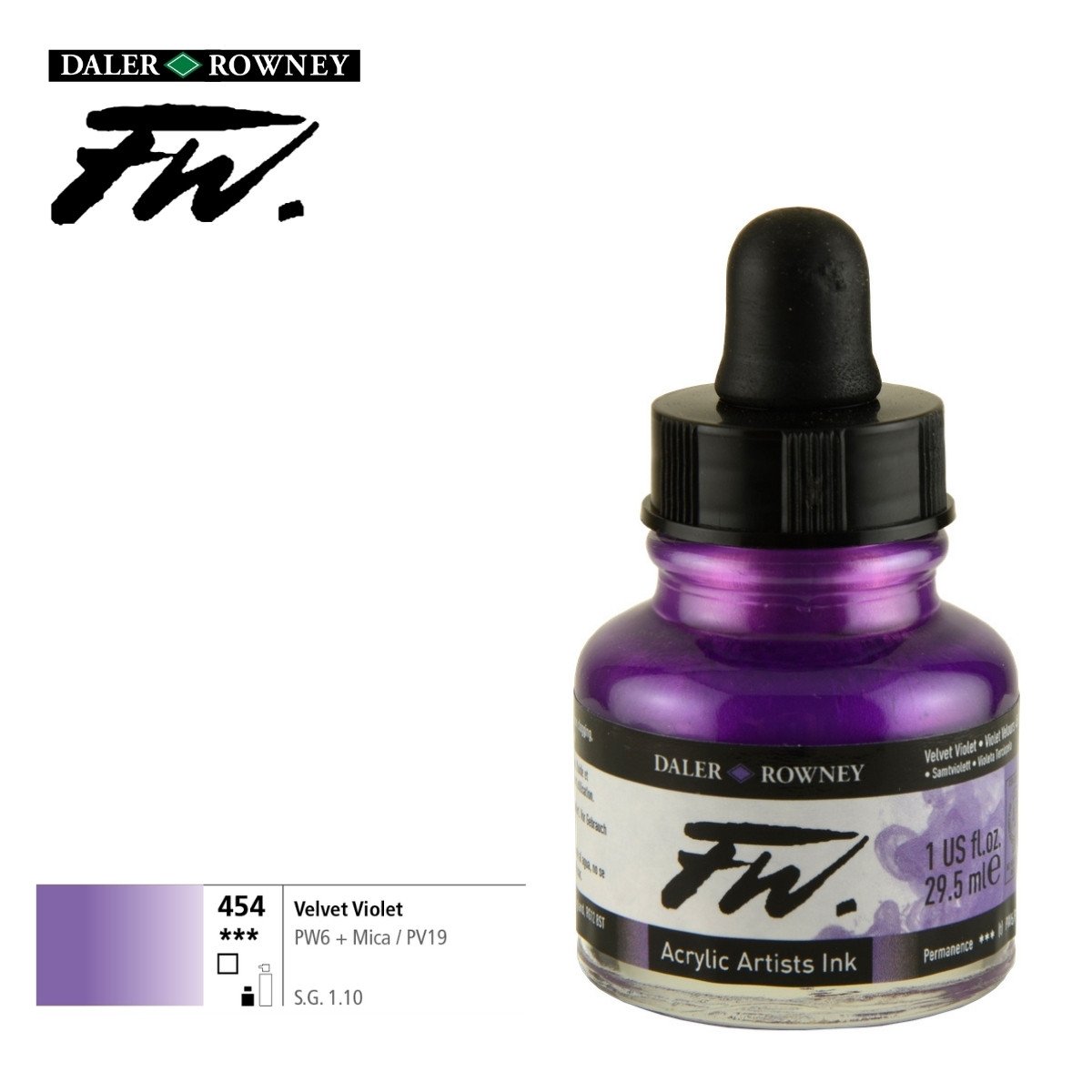 Daler Rowney Likit Akrilik (Pistole) Mürekkebi FW Ink 29.5ml 454 Velvet Violet