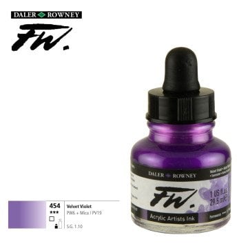 Daler Rowney Likit Akrilik (Pistole) Mürekkebi FW Ink 29.5ml 454 Velvet Violet