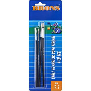 Brons BR-523 Yağlı Boya Fırça Seti Sert Kıl Seri 258 4lü