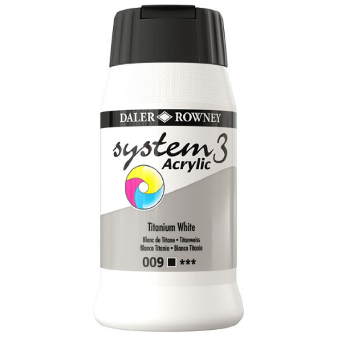Daler Rowney System 3 Akrilik Boya 500ml 009 Titanium White