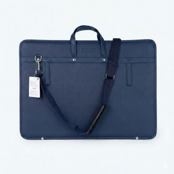 BBack Suni Deri Proje Çantası 40x55cm Lacivert