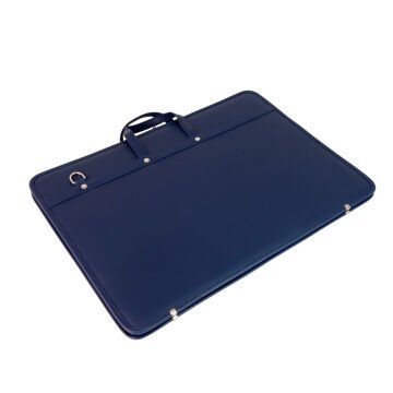 BBack Suni Deri Proje Çantası 40x55cm Lacivert