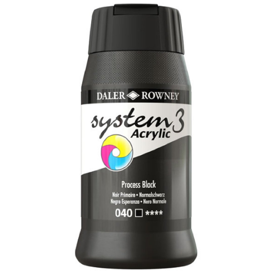 Daler Rowney System 3 Akrilik Boya 500ml 040 Process Black