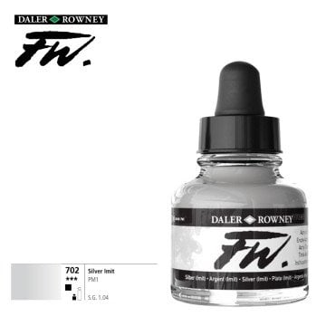 Daler Rowney Likit Akrilik (Pistole) Mürekkebi FW Ink 29.5ml 702 Silver (Imit)
