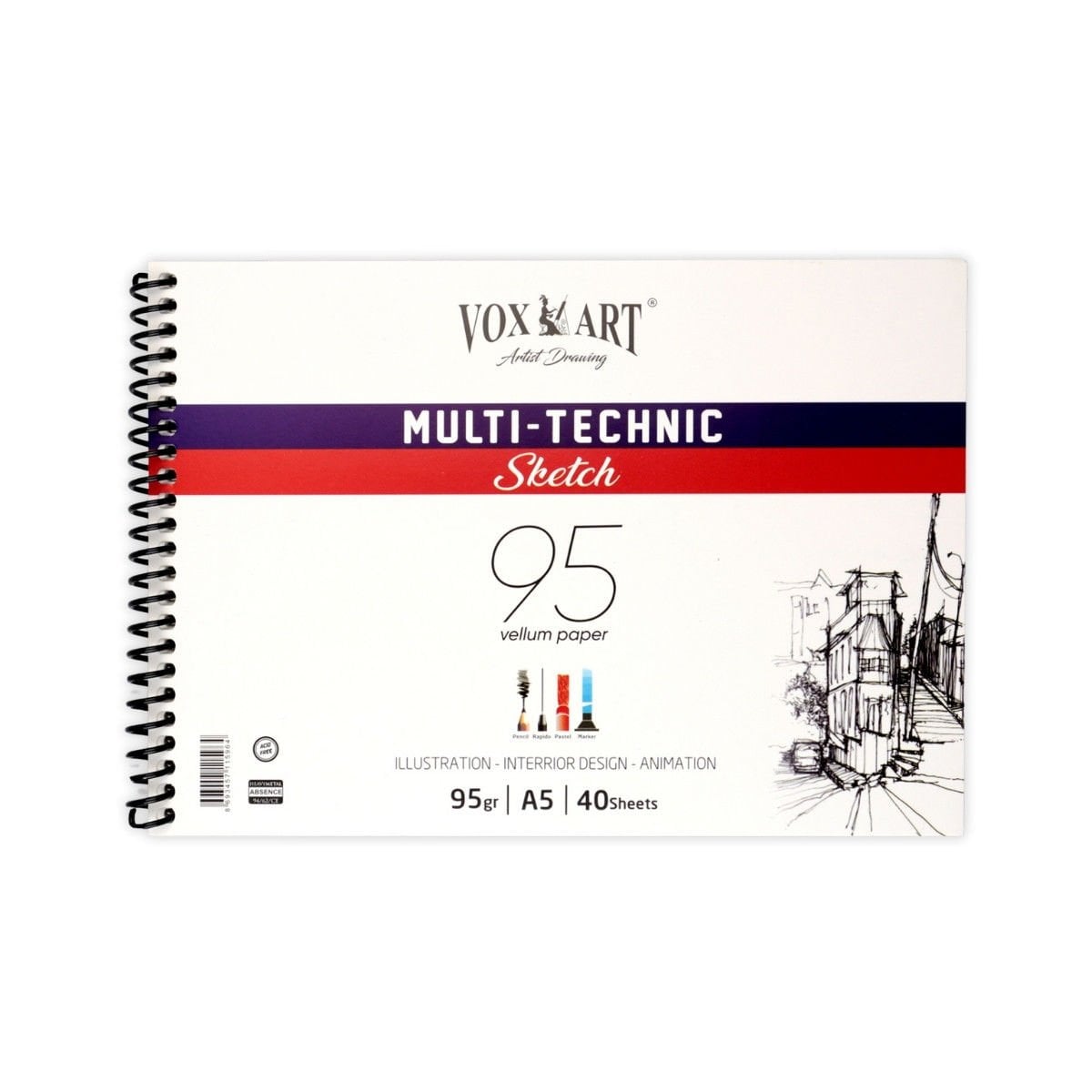 Vox Multi-Technic Sketch Eskiz Defteri A5 95gr 40yp Spiralli