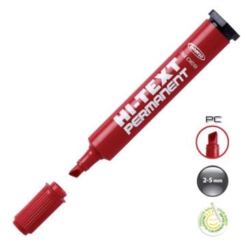 Hi-Text Permanent Asetat Marker Kesik Uç Kırmızı