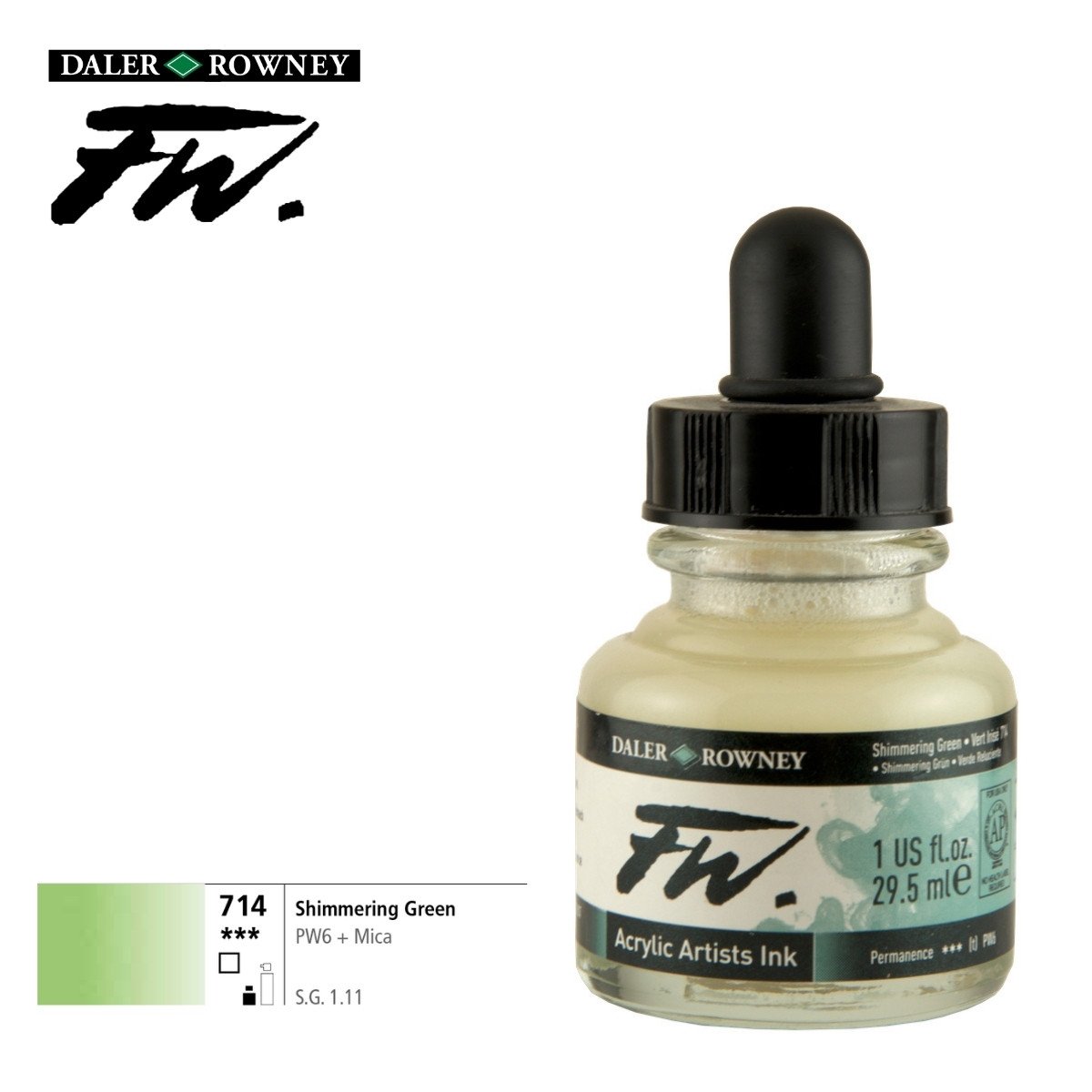 Daler Rowney Likit Akrilik (Pistole) Mürekkebi FW Ink 29.5ml 714 Shimmering Green