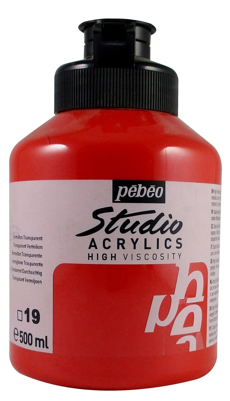 Pebeo Studio Akrilik Boya 500ml 19 Transparent Vermilion