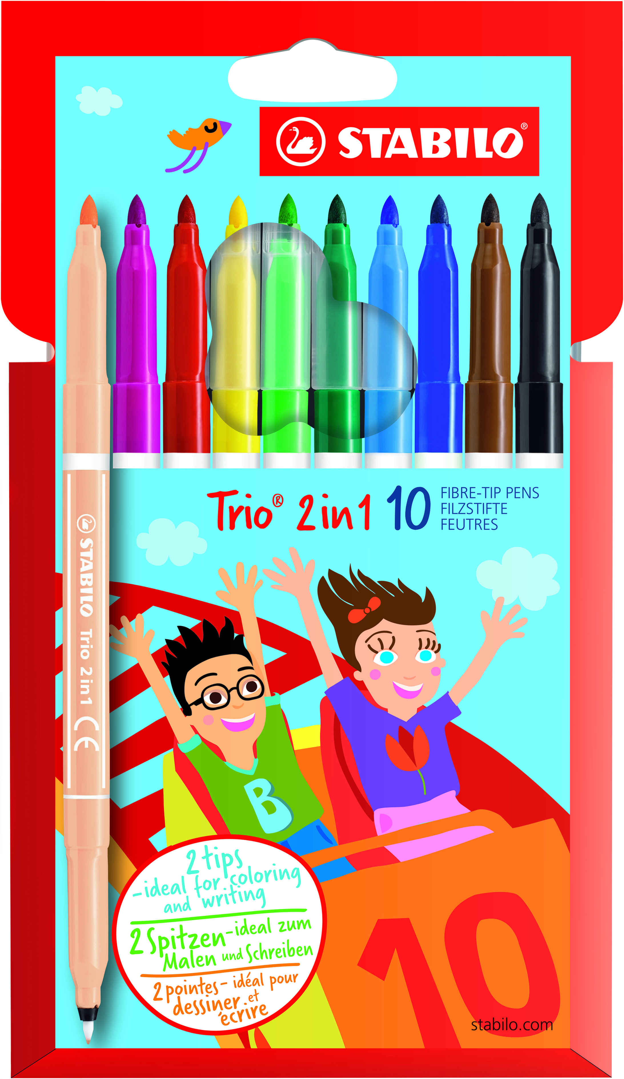 Stabilo Trio 2in1 Çift Uçlu Keçeli Kalem Seti 10 Renk Paket