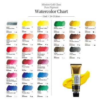Mijello Mission Gold Class Pure Pigment Sulu Boya 15ml 24lü + 7ml 2li Tüp