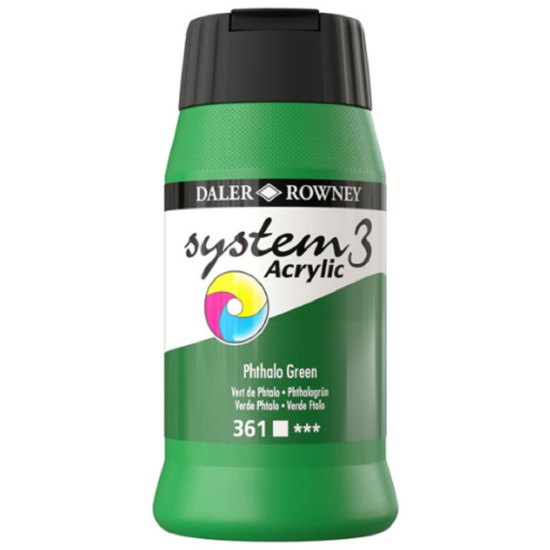 Daler Rowney System 3 Akrilik Boya 500ml 361 Phthalo Green