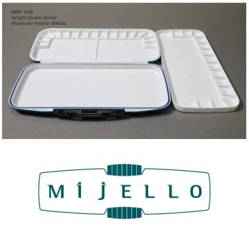 Mijello Mission Airtight Double Decker Kapaklı Sulu Boya Paleti 2 Katlı 30 Bölmeli