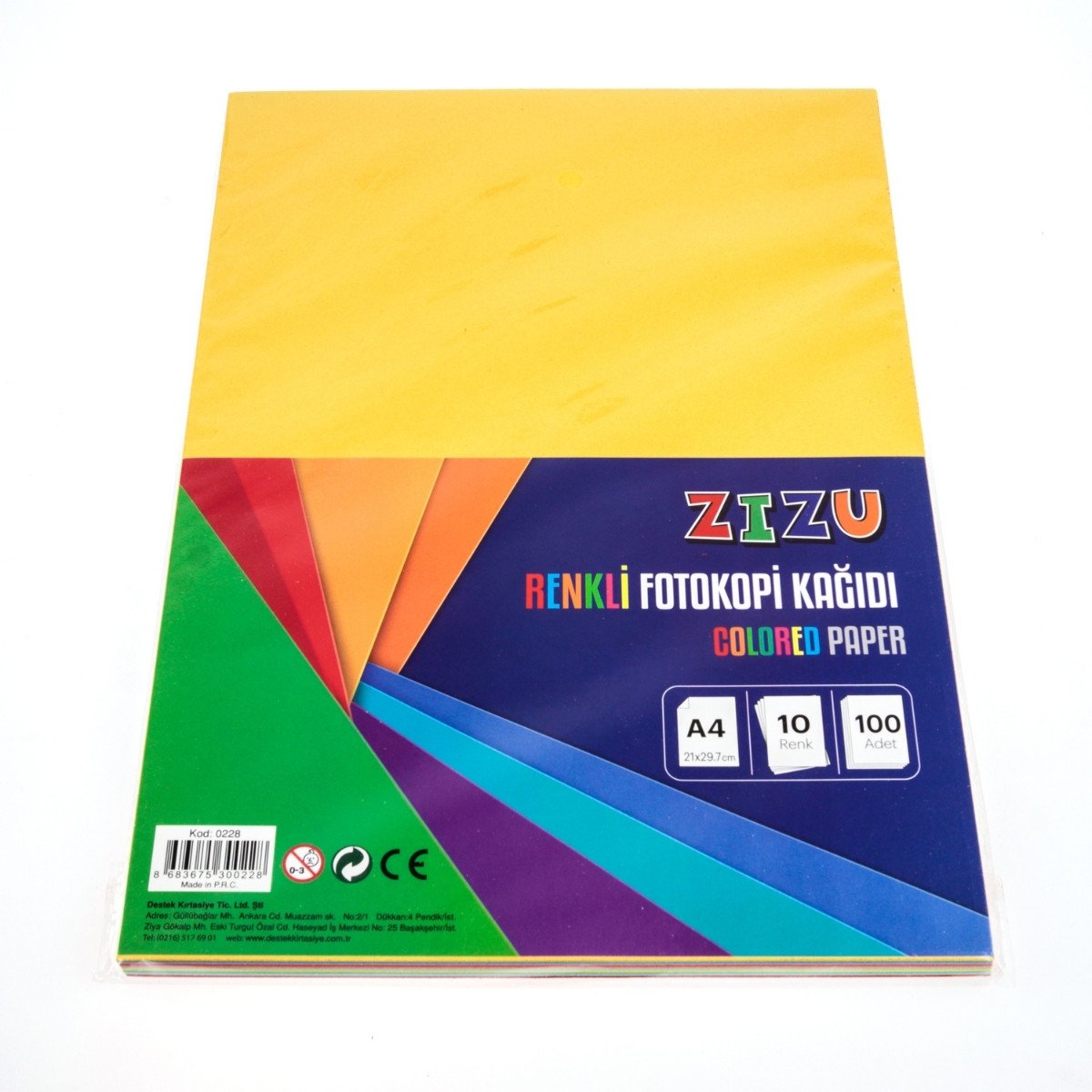 【R】色紙 Zizu Renkli Fotokopi Kağıdı A4 10 Renk 100lü - 75,00 TL | Hakikat