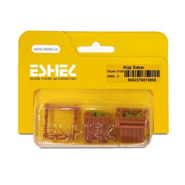 Eshel Maket Çiçekli Küp Saksı 1/100 2li
