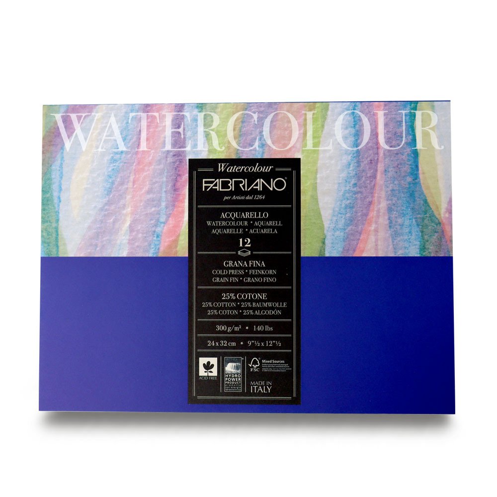Fabriano Watercolour Sulu Boya Blok 300gr 24x32 12 Yaprak