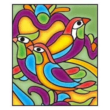 Kumtoys Cam Vitray Glass Painting 22x28cm Kuşlar CV15