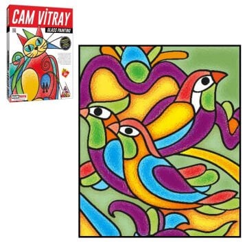 Kumtoys Cam Vitray Glass Painting 22x28cm Kuşlar CV15