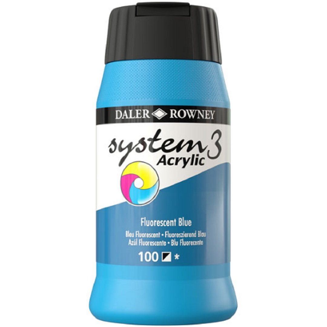 Daler Rowney System 3 Akrilik Boya 500ml 100 Fluoro Blue