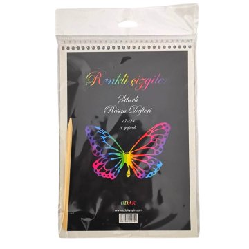 Odak Sihirli Kazıma Kağıdı ve Kalemi 17x24 8li