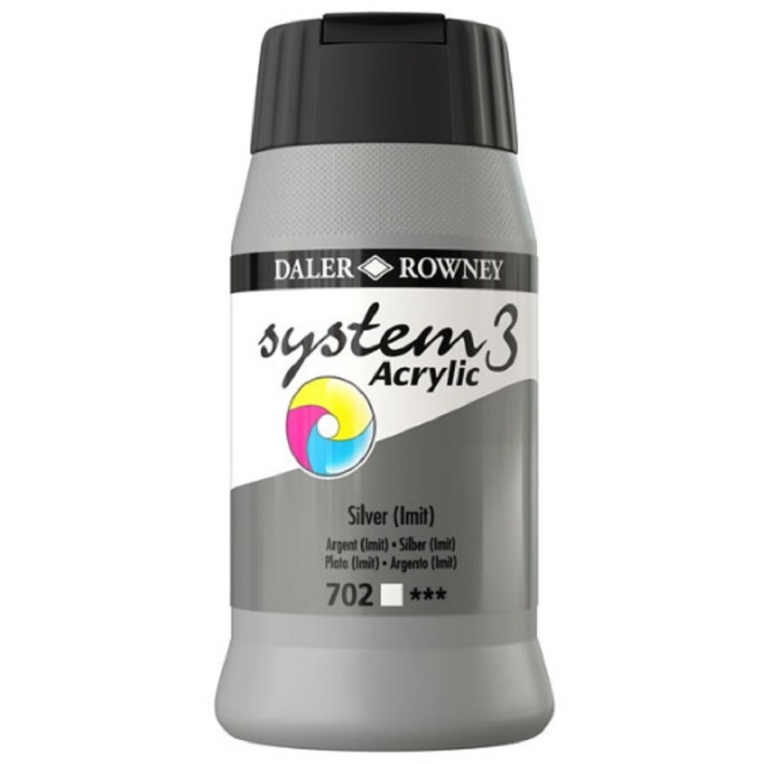 Daler Rowney System 3 Akrilik Boya 500ml 702 Silver Imit