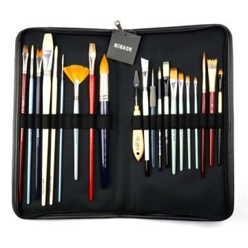 BBack Suni Deri Fermuarlı Fırça Çantası 20x38cm Siyah