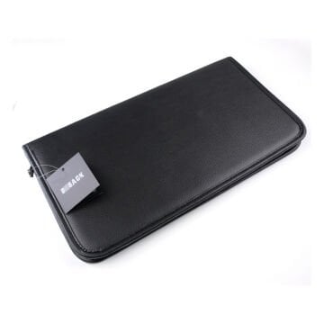 BBack Suni Deri Fermuarlı Fırça Çantası 20x38cm Siyah