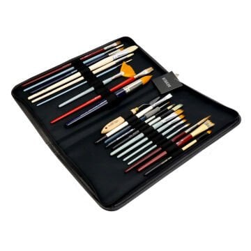 BBack Suni Deri Fermuarlı Fırça Çantası 20x38cm Siyah