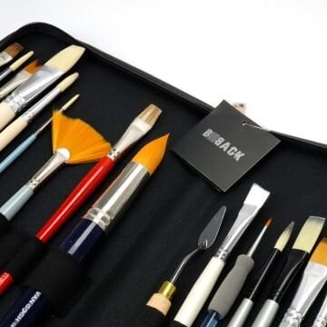 BBack Suni Deri Fermuarlı Fırça Çantası 20x38cm Siyah