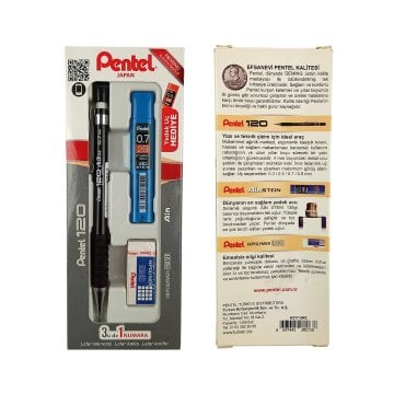 Pentel 120 A3 DX Mekanik Kurşun Kalem 3lü Set 0.7mm Siyah