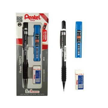 Pentel 120 A3 DX Mekanik Kurşun Kalem 3lü Set 0.7mm Siyah
