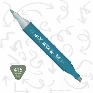 ART-X Çift Uçlu Sketch Marker Kalem 416 Green Grey