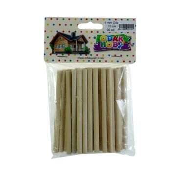 Odak Hobi Yuvarlak Çıta 6mm 10cm 30lu Paket