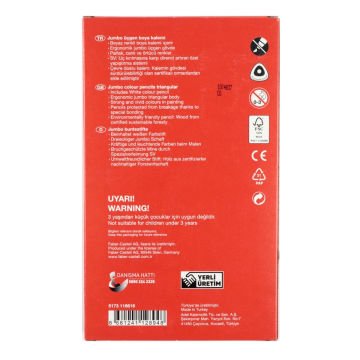 Faber Castell Kuruboya Jumbo 12 Renk Üçgen Gövde
