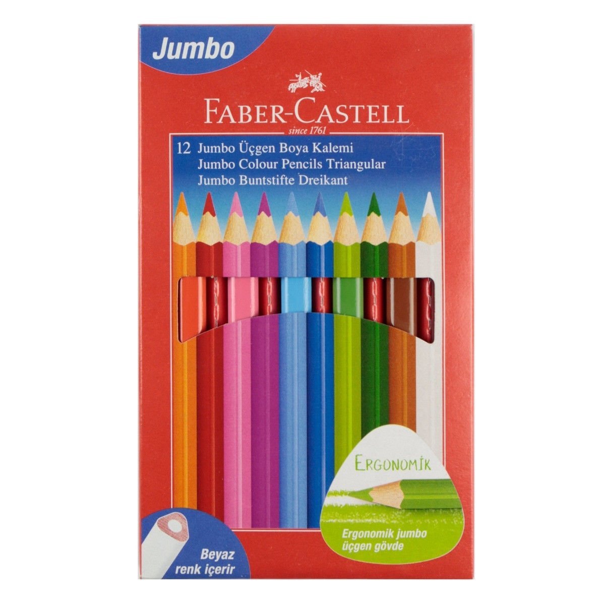 Faber Castell Kuruboya Jumbo 12 Renk Üçgen Gövde