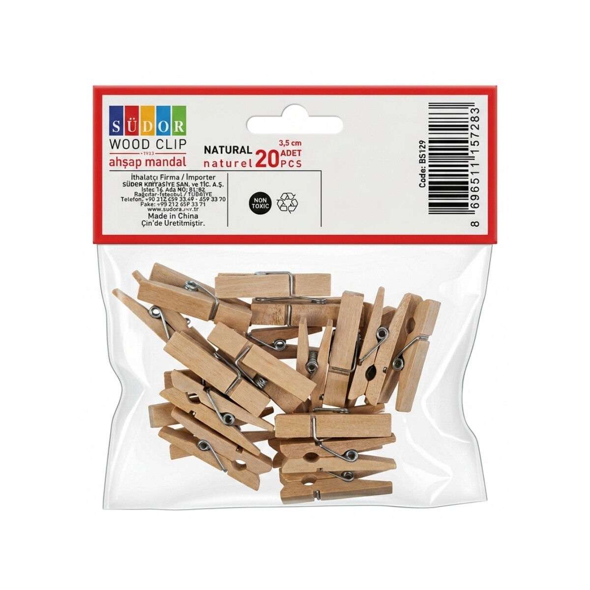Südor Ahşap Mandal 3.5cm 20li Naturel