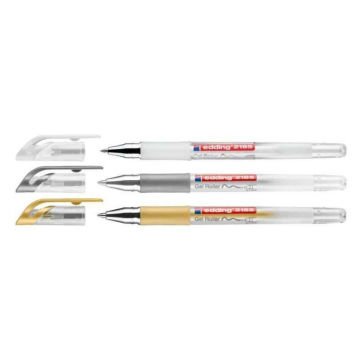 Edding 2185 Crystaljely Gel Roller 3lü Set Metalik-Beyaz-Gümüş-Altın