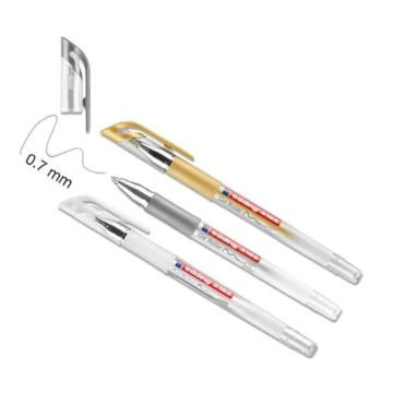 Edding 2185 Crystaljely Gel Roller 3lü Set Metalik-Beyaz-Gümüş-Altın