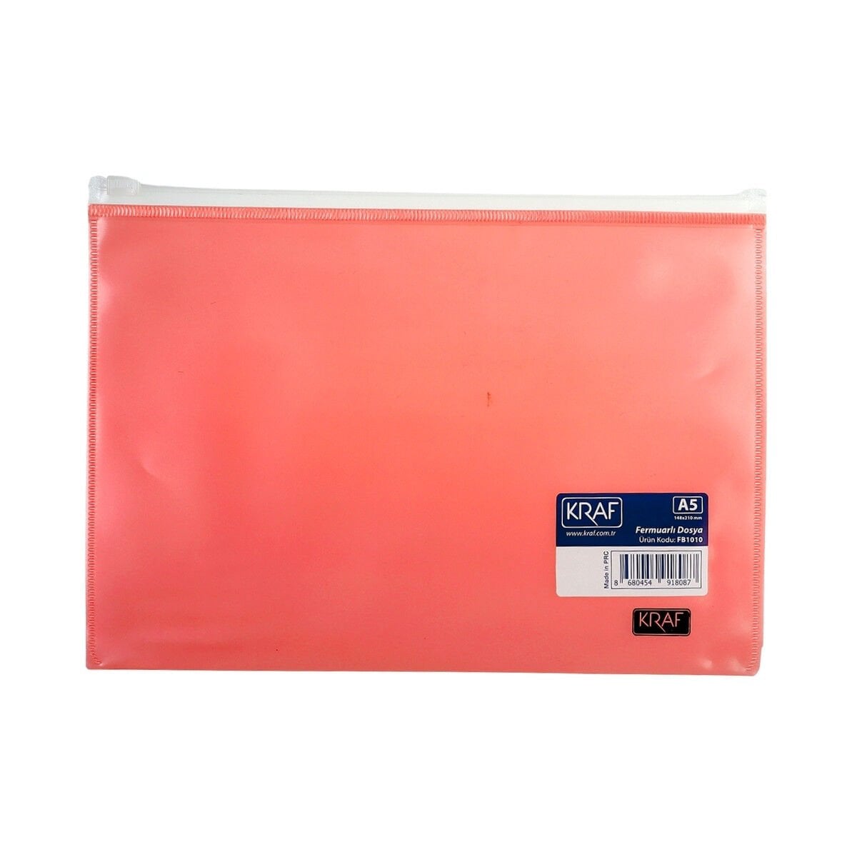 Kraf Fermuarlı Dosya A5 Şeffaf Kırmızı