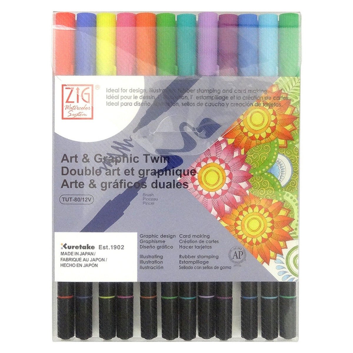 Zig Art&Graphic Twin Tut-80 Çift Uçlu Keçe Grafik Kalem Seti 12li Bright