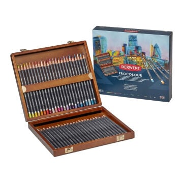 Derwent Procolour Kuru Boya Kalemi 48 Renk Özel Ahþap Kutu
