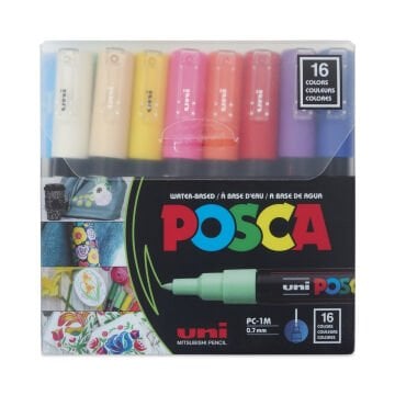 Uni Posca Su Bazlı Marker Seti PC-1M Extra Fine 0.7mm 16kı
