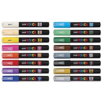Uni Posca Su Bazlı Marker Seti PC-1M Extra Fine 0.7mm 16kı