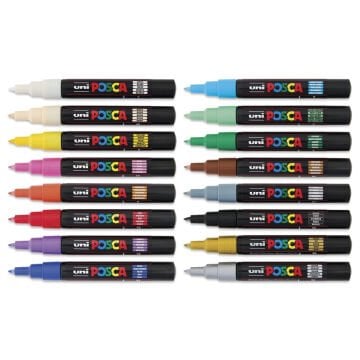 Uni Posca Su Bazlı Marker Seti PC-1M Extra Fine 0.7mm 16kı