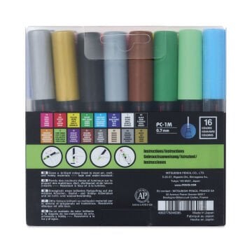 Uni Posca Su Bazlı Marker Seti PC-1M Extra Fine 0.7mm 16kı