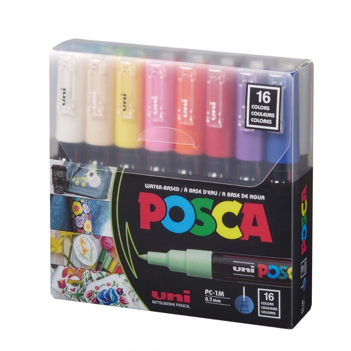 Uni Posca Su Bazlı Marker Seti PC-1M Extra Fine 0.7mm 16kı