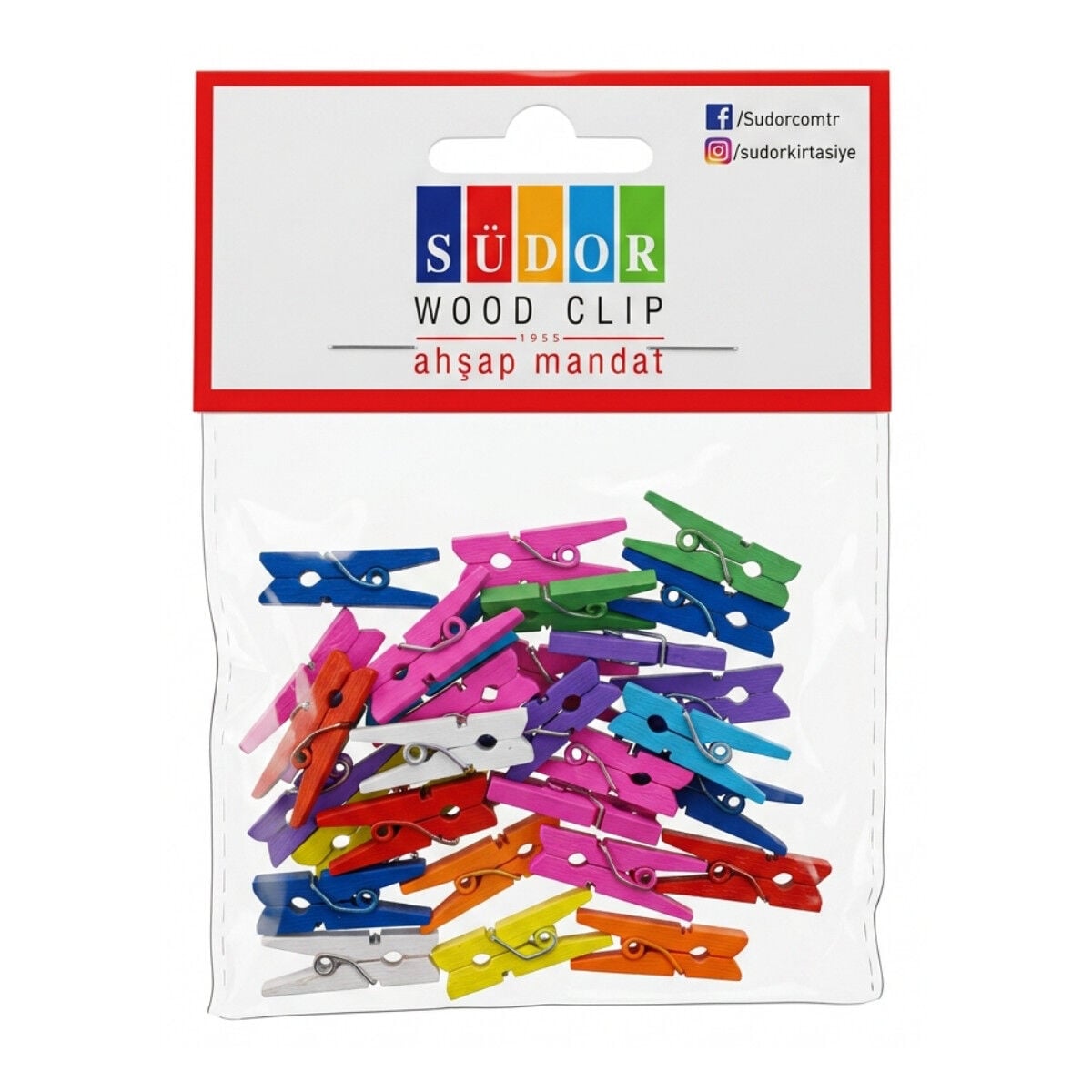 Südor Ahşap Mandal 2.5cm Paketi Renkli
