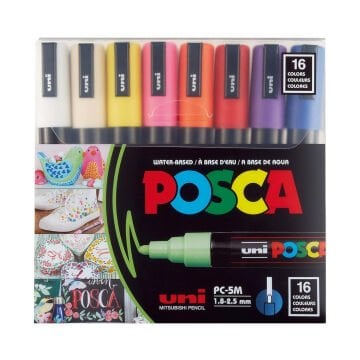 Uni Posca Su Bazlı Marker Seti PC-5M 1.8-2.5mm 16lı