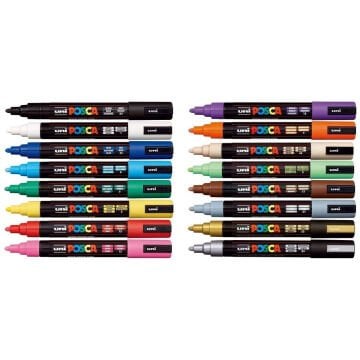 Uni Posca Su Bazlı Marker Seti PC-5M 1.8-2.5mm 16lı