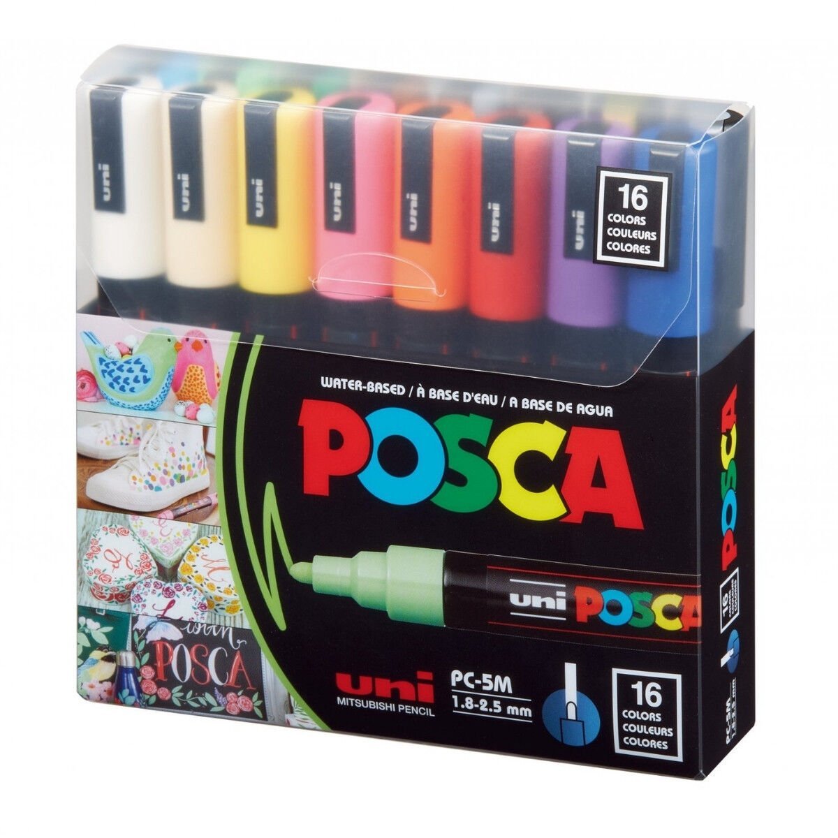 Uni Posca Su Bazlı Marker Seti PC-5M 1.8-2.5mm 16lı