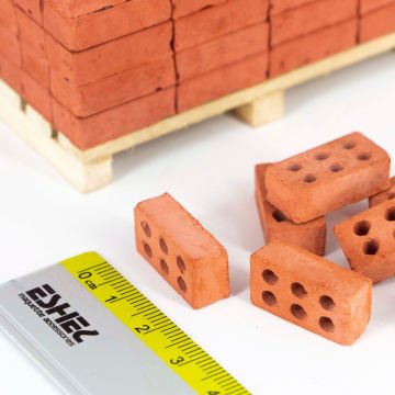Eshel Maket Minyatür 6 Delikli Tuğla Kırmızı 1/12 2x1x0.7cm 200lü